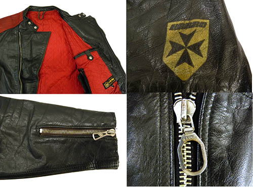 70s ドイツ HARRO ライダース ツートン 赤黒EUROレザー ライダース 70s